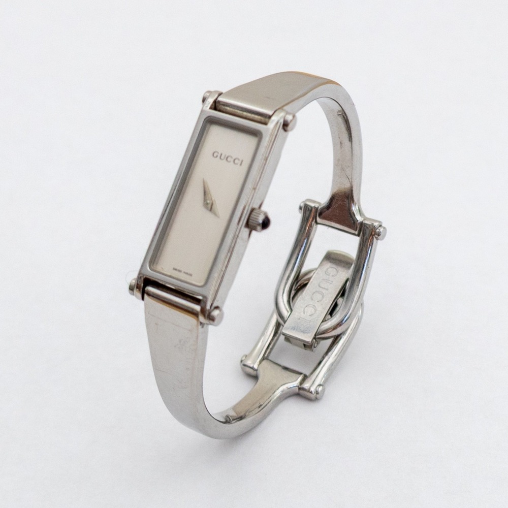 Gucci 1500L Stainless Steel Bangle Watch Silver Swiss Made Vintage Women's - Picture 3 of 5